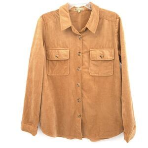 Democracy corduroy shacket‎ Size M yellow gold shirt jacket long sleeve